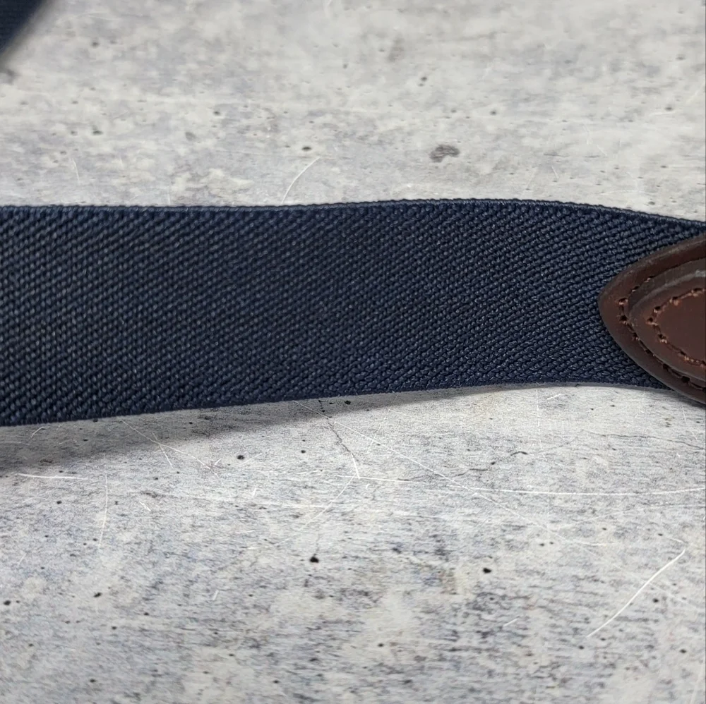 NWT Leather & Navy Blue Stretch Fabric Belt Size 38